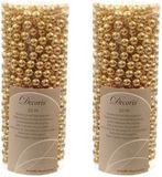 Decoris Kaemingk B.V. 2x Kerstboom kralenslinger goud 10 mtr