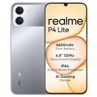 realme P4 Lite 4G Smartphone, 4 GB + 128 GB, HD-LCD-display 120 Hz 6,8 inch, titanium accu 6600 mAh, opladen 15 W, omgekeerd opladen 6 W, IP64, Next AI-systeem, titaniumgrijs (zonder oplader)