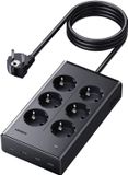 Ugreen Stekkerstrip Met 6 Stopcontacten Voor Pc, 1,5M Met Overspanningsbeveiliging