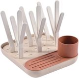 Béaba Flessendroogrek – Modulair – Grote Capaciteit (tot 6 Flessen) – Met Accessoirepot & Wateropvang – Compact – Terracotta
