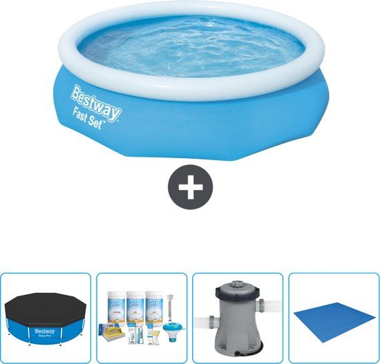 Bestway Fast Set Opblaasbaar Zwembad Rond - 305cm - Blauw - Compleet Pakket