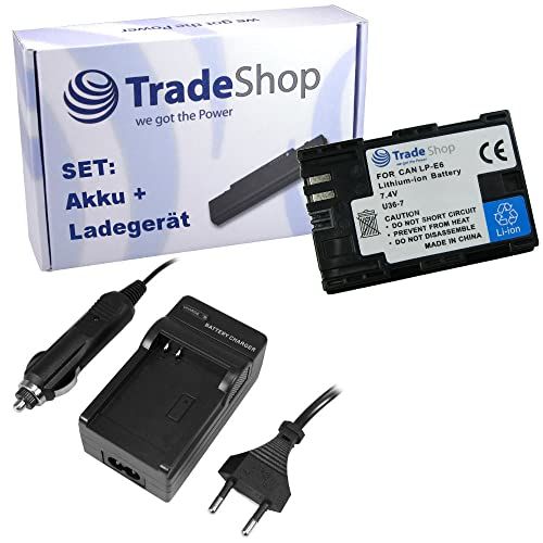 Trade Shop 2-in-1 set: Camera Li-Ion batterij 2000mAh + oplader met auto-adapter compatibel met Blackmagic Micro Studio Camera 4K, Tether Tools Air Direct