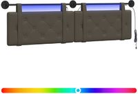 vidaXL - Hangend hoofdbord - Met LED-verlichting - Grijs - Kunstleer