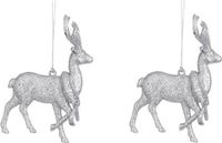 Edelman Bv 2x Argenté renne décorations de Noël plastique 12 cm