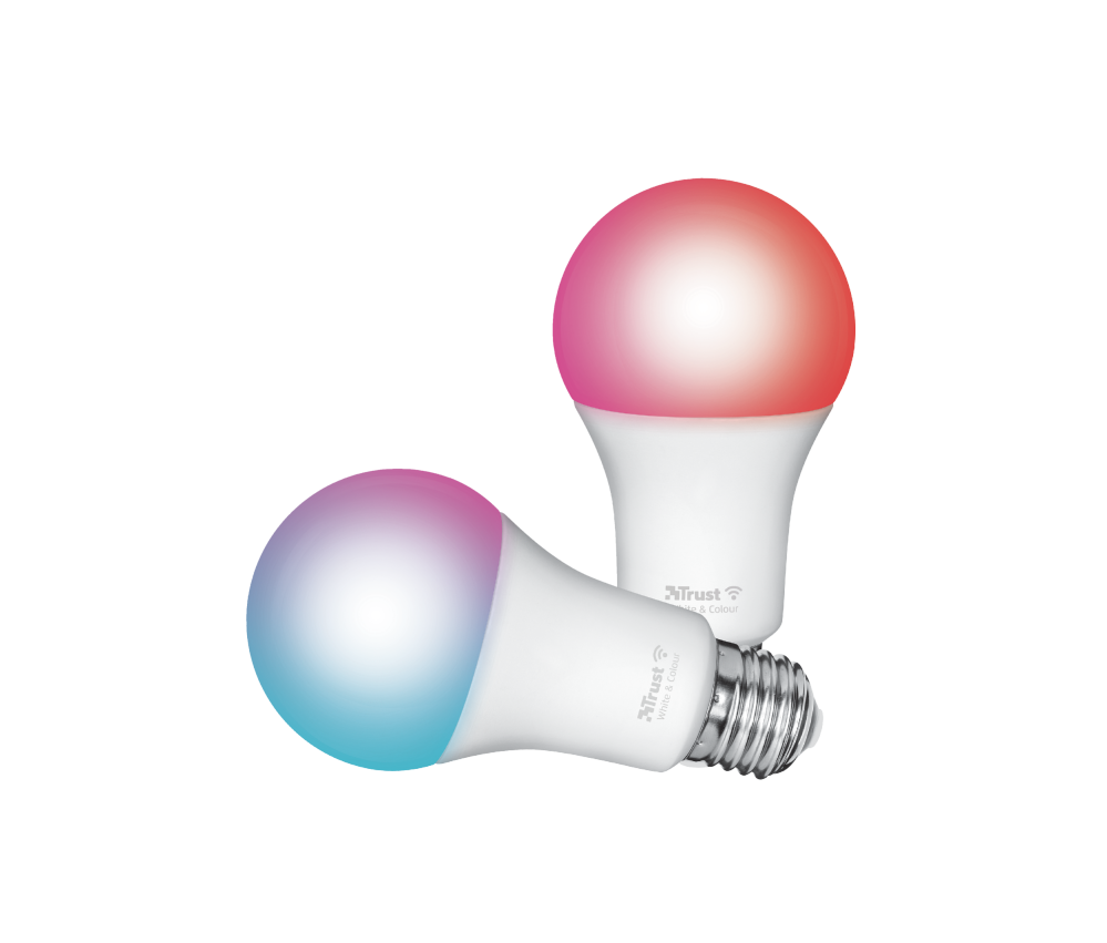 Trust 71294 Smart WiFi Lamp - E27 - 806 lm - Zwart/Wit - 2 stuks