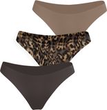 Björn Borg dames Invisible Briefs - slip middelhoge taille (3-pack) - bruin - print
