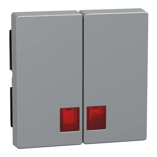 Merten MEG3456-0460 Dubbele Wip met Rood Symboolvenster - Aluminium - Systeem M