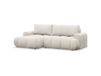 Canapé d'angle convertible en peluche beige grisé côté gauche