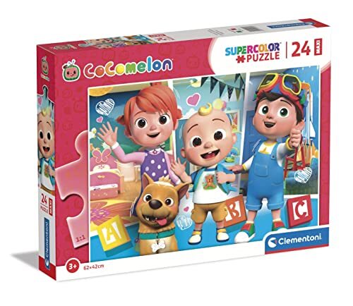 Clementoni Cocomelon Supercolor Cocomelon-24 Maxi-onderdelen, Made in Italy, 3 jaar, kinderen, cartoonpuzzel, meerkleurig, medium, 24226