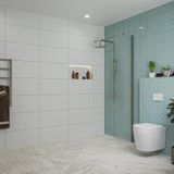 FortiFura Galeria inloopdouche - 40x200cm - mat glas - wandarm - PVD - geborsteld gunmetal (antraciet)