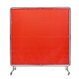 VEVOR Lasgordijn, 1,8 x 1,8 m, laswerend gordijn van vlamvertragend vinyl, lasscherm met 4 zwenkwielen en een 6-traps uv-bescherming, lasbescherming, rood