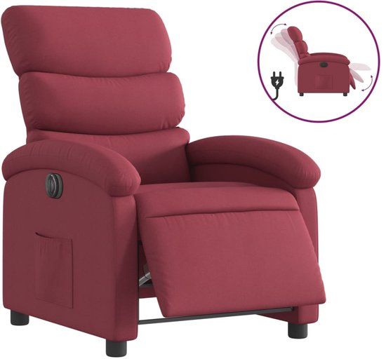 vidaXL Fauteuil verstelbaar elektrisch stof wijnrood