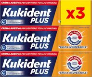 Kukident Plus Dubbelwerkende kleefcrème 35 g voor volledige en gedeeltelijke tanden, lichte muntsmaak. 3 verpakkingen