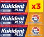 Kukident Plus crème adhésive double action 35 g pour prothèses complètes et partielles, goût menthe légère. 3 paquets