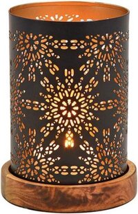 Windlicht/kaarsenhouder Marrakesh - Zwart/Goud - Metaal - 10 x 18 cm
