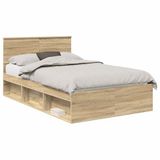 vidaXL Bedframe Sonoma Eiken 120 x 200 cm Massief grenenhout