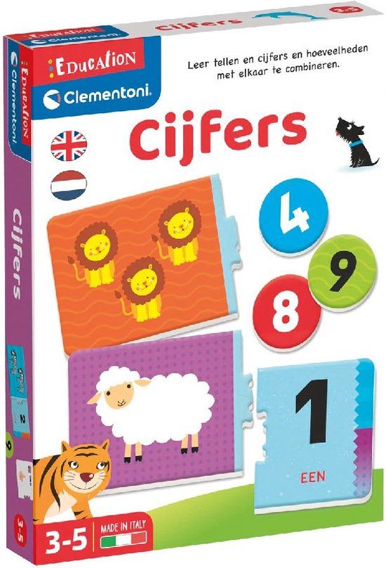 Clementoni - Leren tellen - Voelbare cijfers - Dieren tellen - Educatief Speelgoed - 3-5 jaar