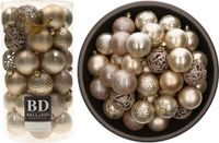 Bellatio Decorations Kerstballen - 74 stuks - champagne - 6 cm diameter - kunststof - onbreekbaar