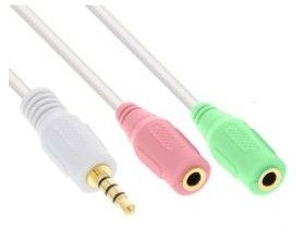 Inline 99301W Audio Kabel - 1m - Wit/Groen/Roze