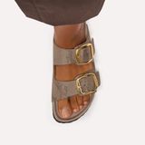 Birkenstock Slipper Arizona Big Buckle Python Gray Taupe
