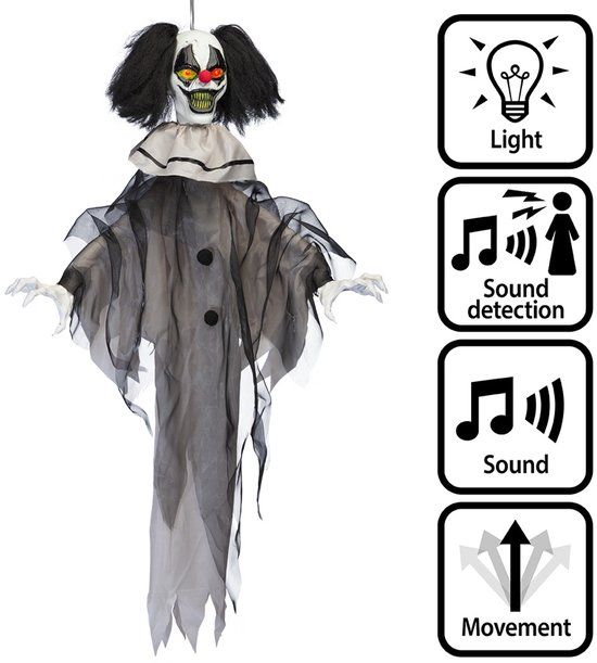Boland - Decoratie Nightmare clown - Horror - Decoratie - Halloween - Spookhuis - Interactief - Geluid - Beweging