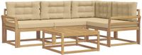 vidaXL - Hoek loungeset - 4 zitplekken - Polyester - Wit en Beige