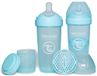 Twistshake 2x Pro Double Anti-Koliek Babyfles met Melkpoedercontainer en Mixer - 330 ml | Snelle Stroom Siliconen Borstachtige Speen | BPA-Vrije Babyfles | Geschikt voor Baby's Vanaf 4m+ | Blauw