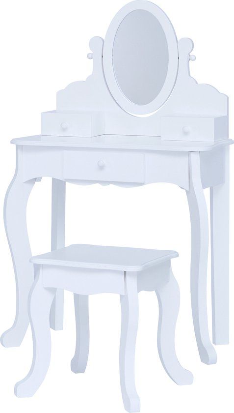 Teamson Kids Houten Kaptafel Kinderen - Tafel en Stoel Set - Wit