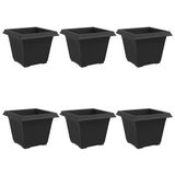 vidaXL Jardinière carrée 6 pcs Noir 28,5 x 28,5 x 22 cm Plastique