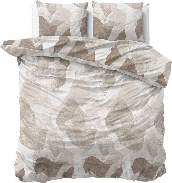 Sleeptime Dekbedovertrek Echo – 100% Katoen – Beige – 240x220 cm