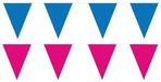 Shoppartners Bv Roze/Blauwe feest punt vlaggetjes pakket - 80 meter - slingers / vlaggenlijn