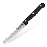 FMprofessional Steakmes/pizzames, vleesmes met functioneel onderdeel van roestvrij staal, hoogwaardig mes (kleur: zwart/zilver), hoeveelheid: 1 stuk