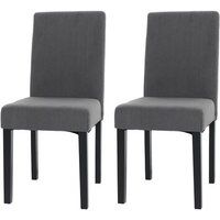 Littau Set van 2 eetkamerstoelen, keukenstoel hoge rugleuning, stof/textiel koord hout ~ donkergrijs, donkere poten