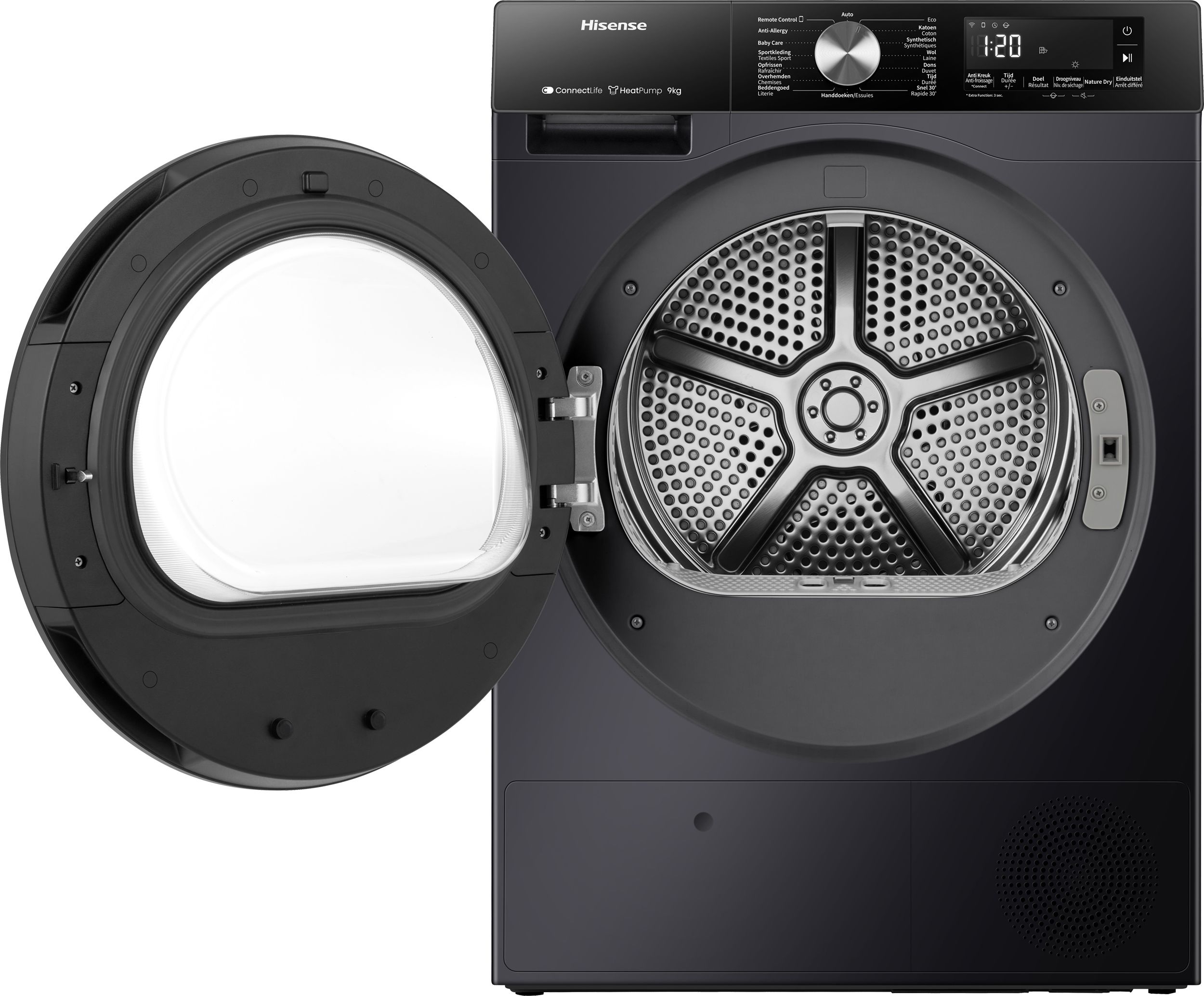 Hisense DH3S902BB3 - Zwarte Warmtepompdroger (9kg, A+++, ConnectLife)