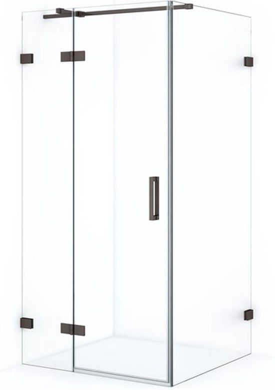 Maxaro Douchecabine Diamond 90x80cm 8mm Helder Veiligheidsglas Zwart Metaal met Draaideur
