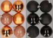 Billiet - Vanlaere 12x stuks boules de Noël en plastique mélange de cuivre et noir 8 cm