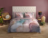 Good Morning dekbedovertrek marmer print - Lits jumeaux 240x200/220 cm - Roze - 100% Katoen renforcé