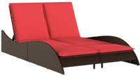 vidaXL Ligbed met kussens, bruin, 114 x 205 x 73 cm, polyrotan