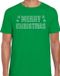 Bellatio Decorations Shoppartners Bv Glitter kersttrui t-shirt - groen - voor heren - Merry Christmas - glitter steentjes / rhinestones - kerstkleding S