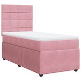 vidaXL Boxspringbed met matras, fluweel, roze, 140x190 cm