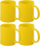 Bellatio Design Tasses à café - 6x - céramique - brillant - avec anse - jaune - 370 ml