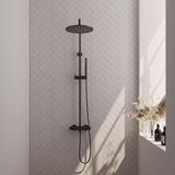 Brauer Black Edition Opbouw Thermostatische Regendoucheset - Hoofddouche 30 cm - Staafhanddouche - Doucheslang - Mat Zwart
