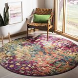 SAFAVIEH Monaco Collection Boho tapijt voor woonkamer, eetkamer, slaapkamer, korte pool, roze en multi, 160 x 160 cm