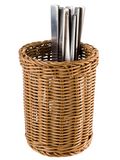 APS bestekmand -Economic- van kunststof, Ø 12 cm, hoogte 15 cm, in wilgen-look, gebakmand, broodmand, bruin