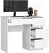 BDW Bureau bureau met 4 laden, gamings bureau, wit rechts