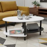 Table basse - Bois - 3 étagères - 90x50cm - Pieds en métal