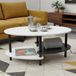Table basse - Bois - 3 étagères - 90x50cm - Pieds en métal