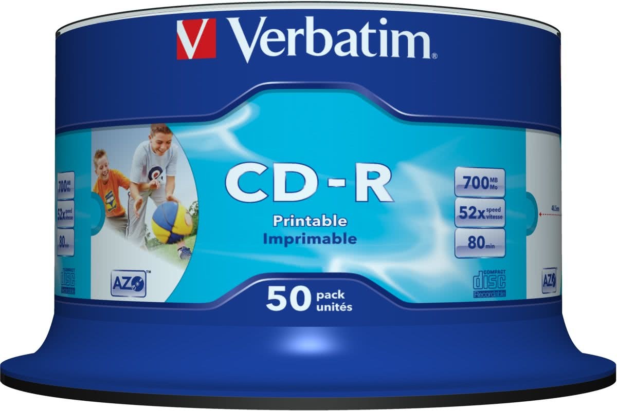Verbatim CD-R AZO Wide Inkjet Printable no ID CD-R 700MB 50stuk(s