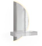 Vicco Kaptafel met licht Sherry, Wit Hoogglans, 81.4 cm met LED-spiegel