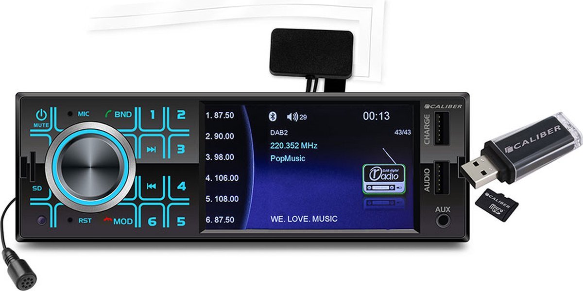 Caliber RMD404DAB-BT - Autoradio met Dab+, Bluetooth en USB, MP4 video afspelen 4x75W - zwart